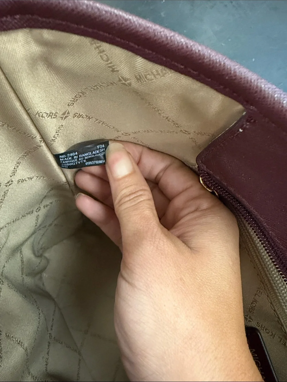 Michael Kors Wine Saffiano Tote with Gold Accents